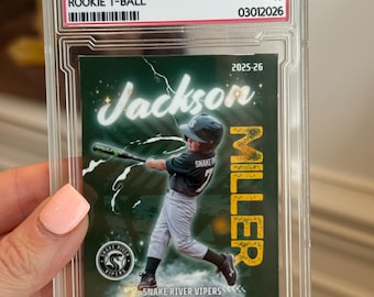 Custom Modern Trading Card in Graded Slab Case | Personalized Team Card | Youth Sports Gift | Hockey Baseball Softball Basketball Tball