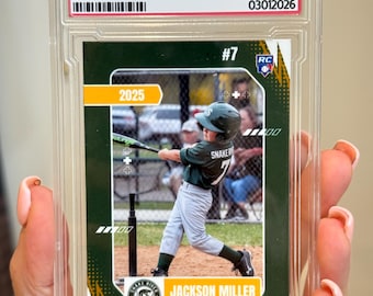 Custom Classic Trading Card in Graded Slab Case | Personalized Team Card | Youth Sports Gift | Hockey Baseball Softball Basketball Tball