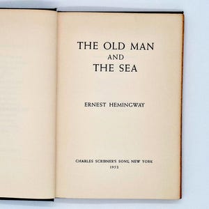 The Old Man and the Sea, Ernest Hemmingway, 1952 Book Club Edition