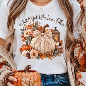 Just a Girl Who Loves Fall Shirt, Faux Patchwork Pumpkin Graphic Tee