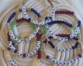 Noah Kahan The Great Divide Tour Bracelet Set | Dashboard, Doors, Porch Light, American Cars, End of August