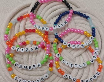 Conjunto de pulseras inspirado en la gira Loop de Ed Sheeran / Zafiro, Azizam, Cámara, Forma de ti / Colorido