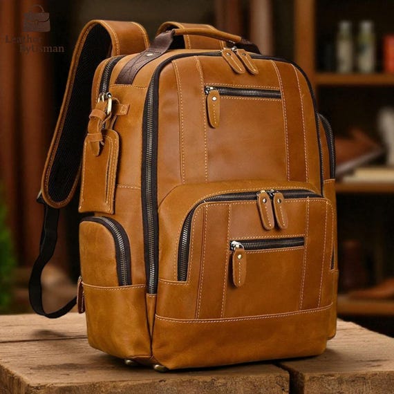 Genuine Leather Backpacks, Retro Vintage Travel Bags, Large 