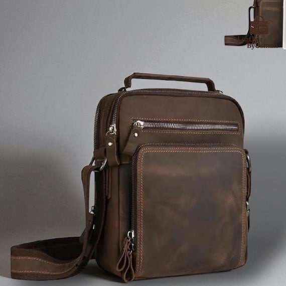 Men Genuine Leather Cross Body Bags, Vintage Style Shoulder