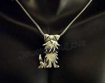 Mix Breed Dog Necklace / Sterling Silver  Dog ( Mix Breed) /pet Necklace - Punkin