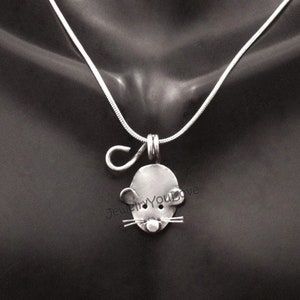 Mouse Necklace / Sterling Silver Mouse Necklace - Nibbles