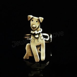 Handmade Oxidized Sterling Silver Miniature Pinscher Ring - Graham