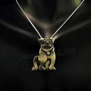 Pug Necklace / Sterling Silver Dog/pet  Pug Necklace - Daisy