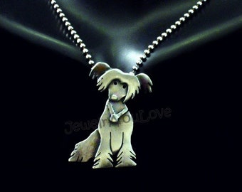 Sterling Silver Chinese Crested Necklace / Toy Breed - Tina