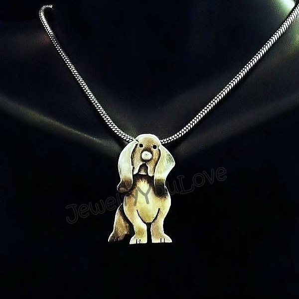 Basset Hound Necklace / Sterling Silver Dog/Pet Basset Hound Necklace - Barney