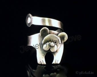 Bear Ring/ Sterling Silver Wild / Zoo Animal Bear Ring - Beau