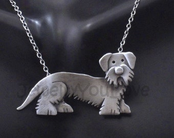 Sterling Silver Dog/Pet Wirehaired Dachshund  - Slinky