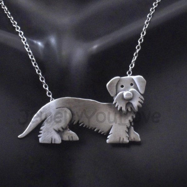 Sterling Silver Dog/Pet Wirehaired Dachshund  - Slinky