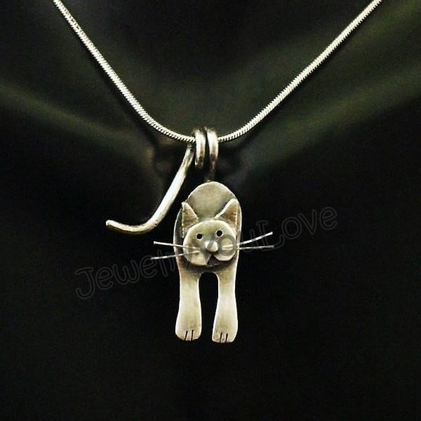 Cat Necklace / Sterling Silver Pet Cat Necklace - Cosmos