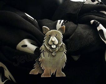 Corgi Brooch / Sterling Silver Dog/pet Welsh Corgi Brooch  - Cody