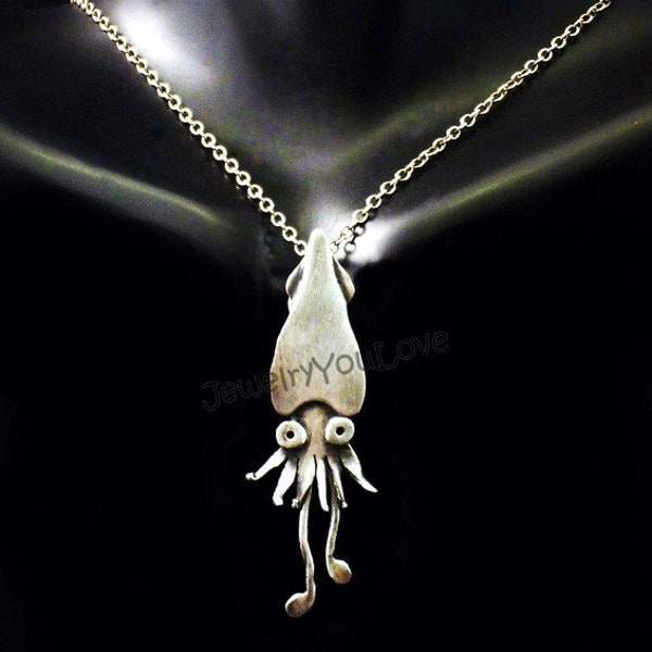 Sterling Silver Squid / Calamari / Tentacle Jewelry/ Necklace - Inky