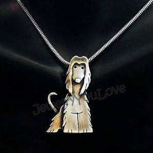 Oxidized Sterling Silver Afghan Hound Necklace: Handmade Dog Breed Jewelry