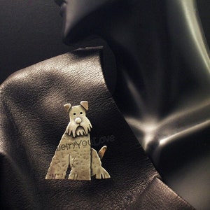 Sterling Silver Wire Fox Terrier / Welsh Terrier / Lakeland Terrier / Airedale Brooch - Gizmo