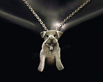 Sterling Silver Pet / Dog Moving Pug Necklace  -  Spark