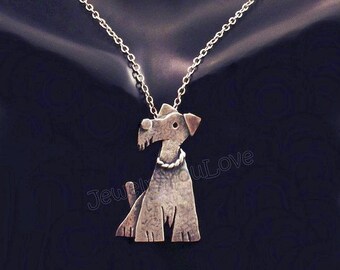 Wire Fox Terrier Jewelry /Sterling Silver Dog/pet Wire Fox Terrier/ Lake land /Airedale /Welsh  Necklace - Sprout