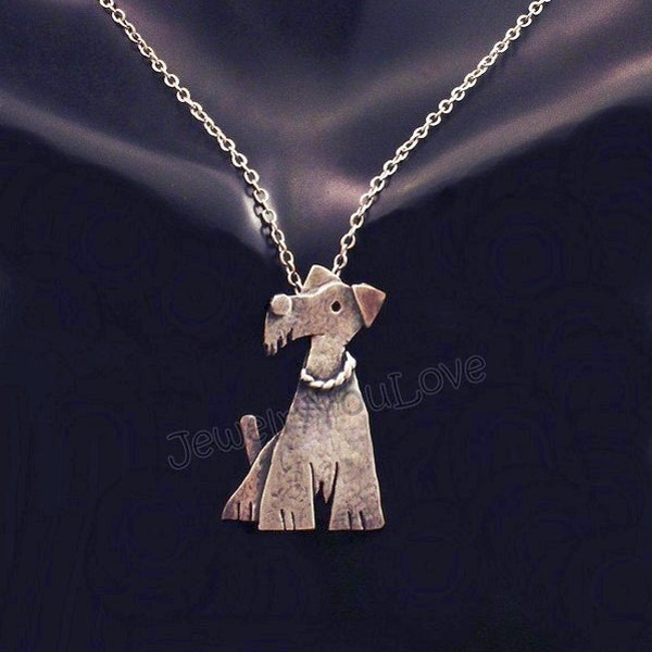Wire Fox Terrier Jewelry /Sterling Silver Dog/pet Wire Fox Terrier/ Lake land /Airedale /Welsh  Necklace - Sprout