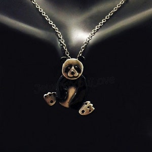 Panda Necklace / Sterling Silver Wild/Zoo animal Panda Necklace - Mei Mei
