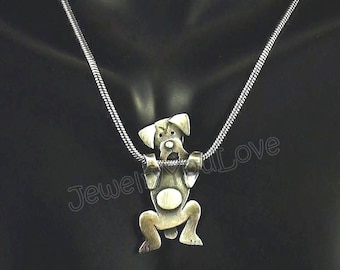 Sterling Silver Boxer  Necklace - Ruby