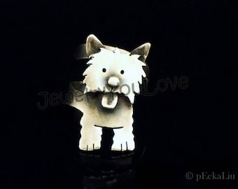 West Highland Terrier Ring / Sterling Silver Dog/pet West Highland Terrier ( Westie) - Snow Ball