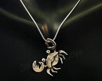 Crab Necklace / Sterling Silver  Sea Crab Necklace - Crazy Crab