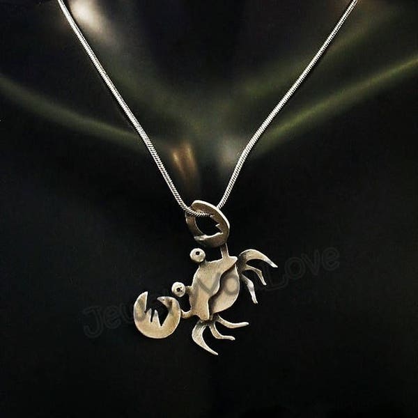 Crab Necklace / Sterling Silver  Sea Crab Necklace - Crazy Crab