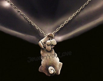 Sterling Silver Pug Necklace - Ninja