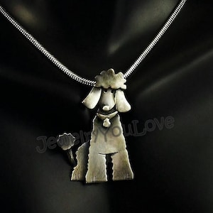 Poodle Necklace / Sterling Silver Dog/pet French Poodle Necklace  -  Lacie