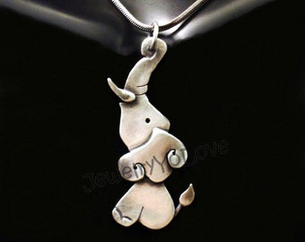 Elephant Necklace / Sterling Silver Wild/Zoo Aminal Elephant Necklace - Elliet