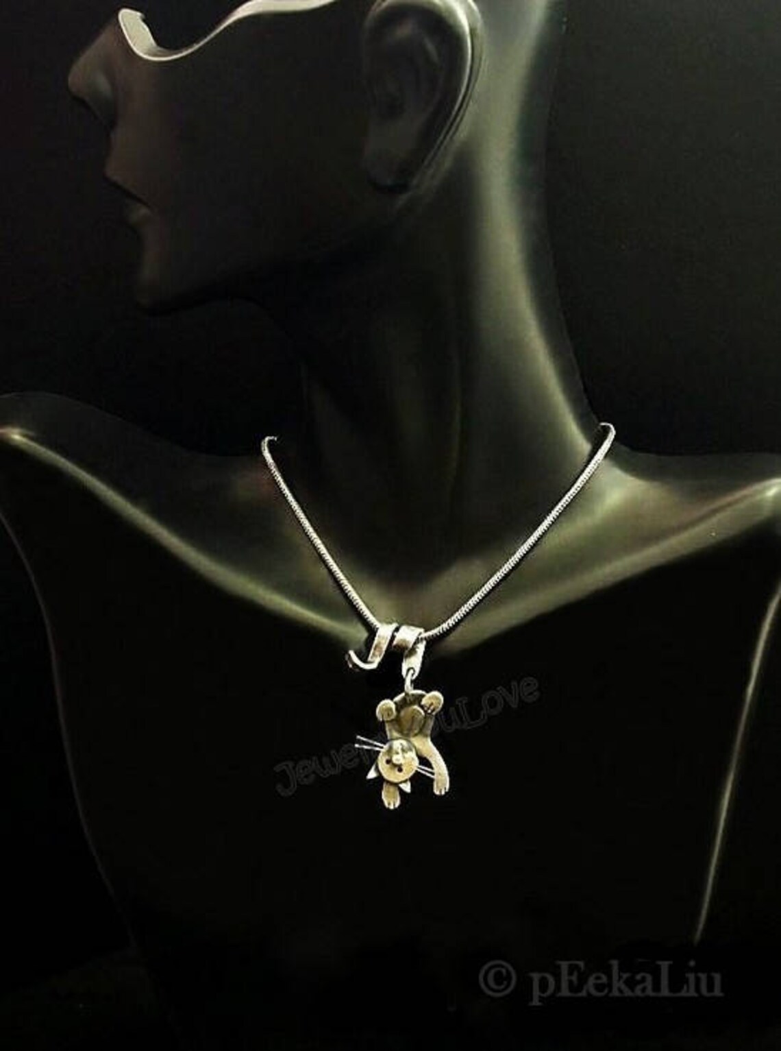 Collar de gato / plata de ley al revés gato del animal | Etsy