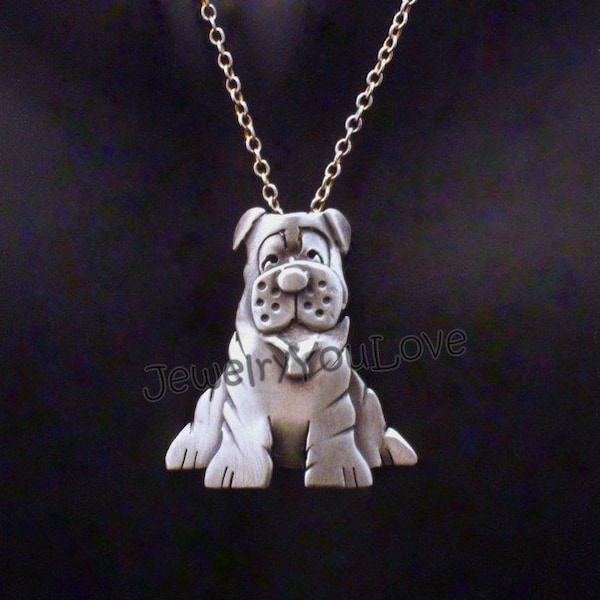 Sterling Silver Chinese Shar Pei - Wrinkles