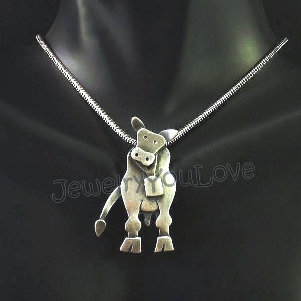 Sterling Silver Cow Necklace - Betsy