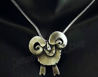 Ram Necklace / Sterling Silver Sheep ( Ram) Necklace  - Rocco