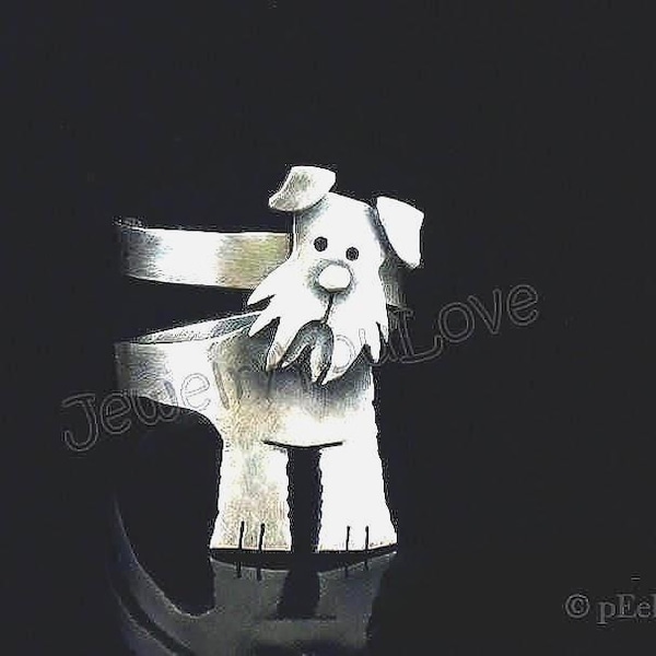 Adjustable Sterling Silver Schnauzer Ring - Sasha