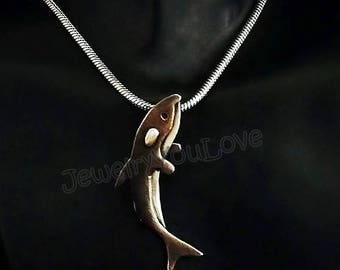 Killer Whale Necklace / Sterling Silver Sea Killer Whale Necklace - Orca