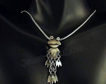 Frog Necklace / Sterling Silver Frog Necklace - Frappy