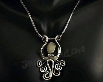 Octopus necklace / Sterling Silver Sea Octopus Necklace - Cleopatra