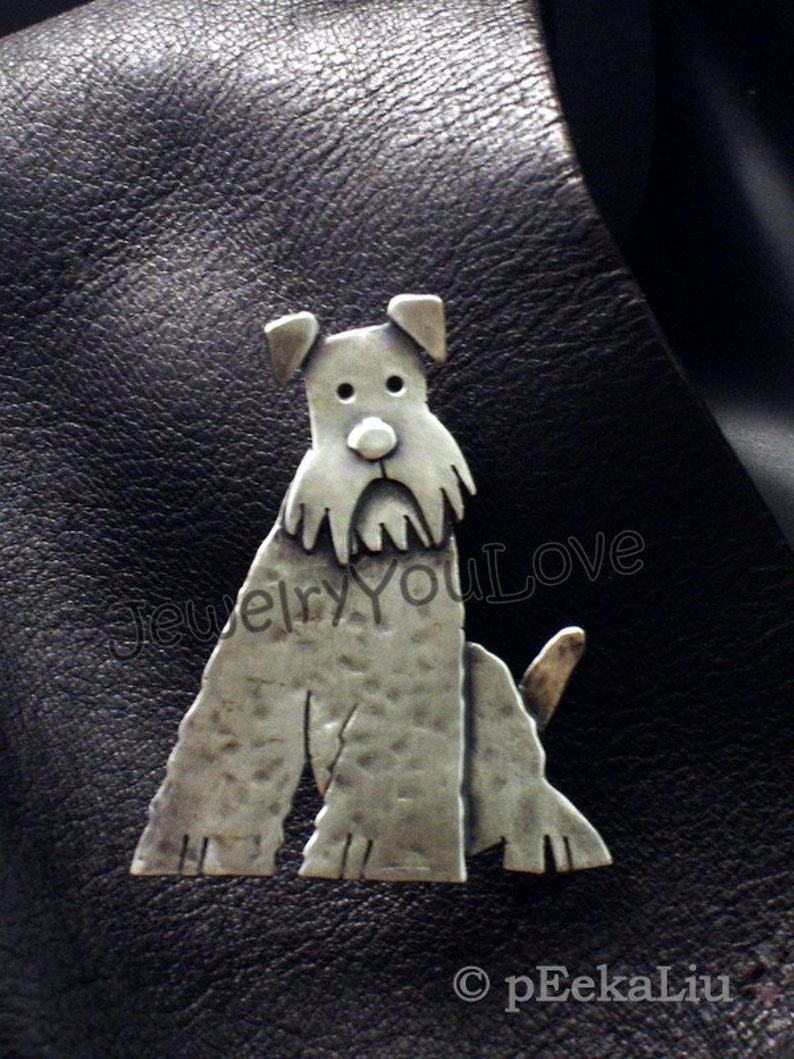 Sterling Silver Wire Fox Terrier / Welsh Terrier / Lakeland Terrier / Airedale Brooch Gizmo image 2