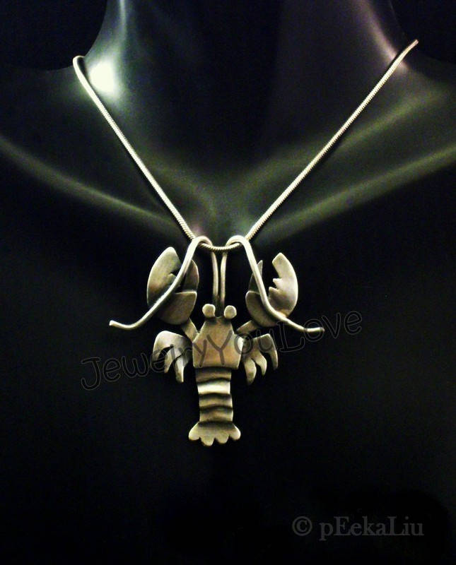 Sterling Silver Lobster Necklace Pinchy Etsy