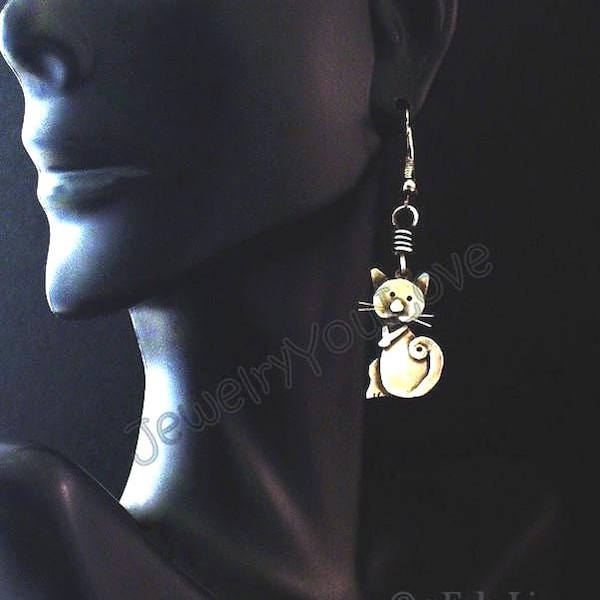 Sterling Silver Cat Earrings - Camille