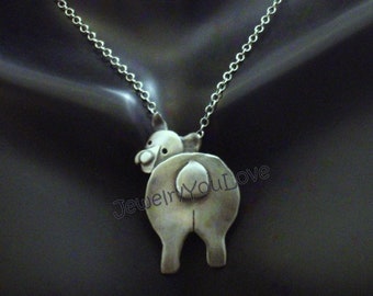 Sterling Silver Dog/Pet Pembroke Welsh Corgi Necklace - Peach