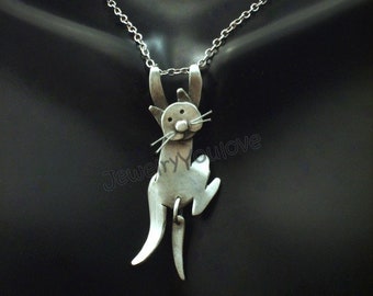 Sterling Silver Cat Necklace - Ninja