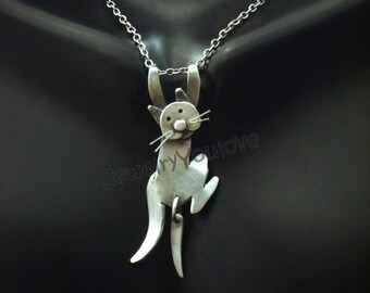 Sterling Silver Cat Necklace - Ninja