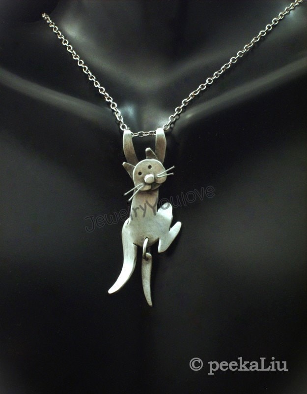 Sterling Silver Cat Necklace - Ninja
