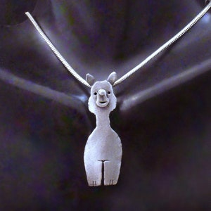 Alpaca Necklace / Sterling Silver Farm Animal Alpaca Necklace - Albi