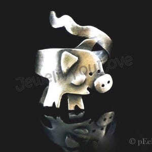 Adjustable Sterling Silver Pig Ring - LuLu